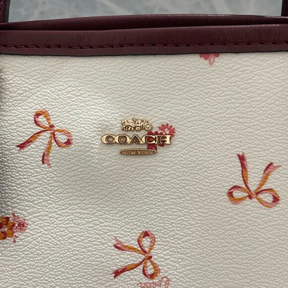 Coach White Mini Tote With Pink Bow - Picture 2 of 6